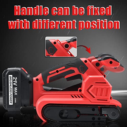Aoben 21V Cordless 3X18"Belt Sander,Variable Speed Power Sanding Machine With 4.0A Lithium Ion,Dust Bag,10Pcs Sanding Paper,Size (#80,#120,#180) Belt Sander For Woodworking,Derusting,Stripping Paint #TOP4