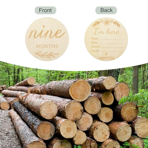 Image of 12pcs Baby Monthly Milestones Blocks, 12 Months Double Sided Wooden Announcement Sign Baby Keepsake Milestone Cards Photo Props for New Parents, Commemorate The First Anniversary of Growth