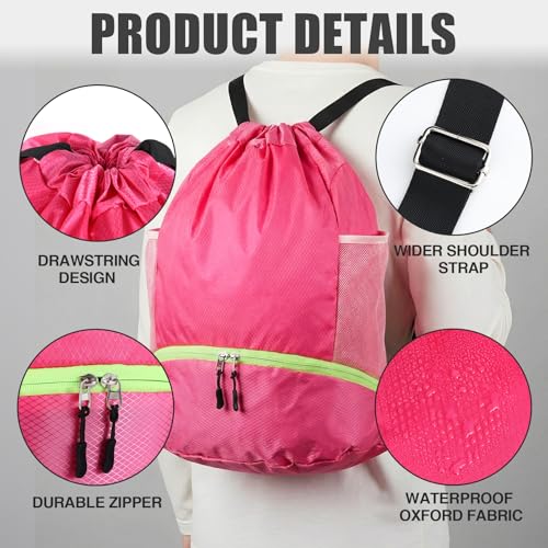 Image of 24 Pcs Gym Drawstring Backpack Bags Bulk with Shoe Compartment for Sports Wet Proof Pocket for Men Women Large (Multicolor)