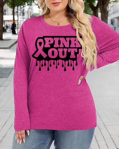 YALUCOR Women Plus Size Breast Cancer Shirt Breast Cancer Awareness Tee We Fight Together Tshirt Pink Ribbon Long Sleeve Tops3