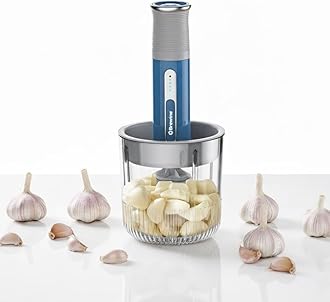 USB Cordless Vegetable Chopper & Garlic Peeler, 400ml Glass Bowl, Chop, Mince, Puree & Whisk, Stainless Steel Blades, Anti-Skid Pad, One-Touch Operation, 3 Mini Bowls Included, Rechargeable