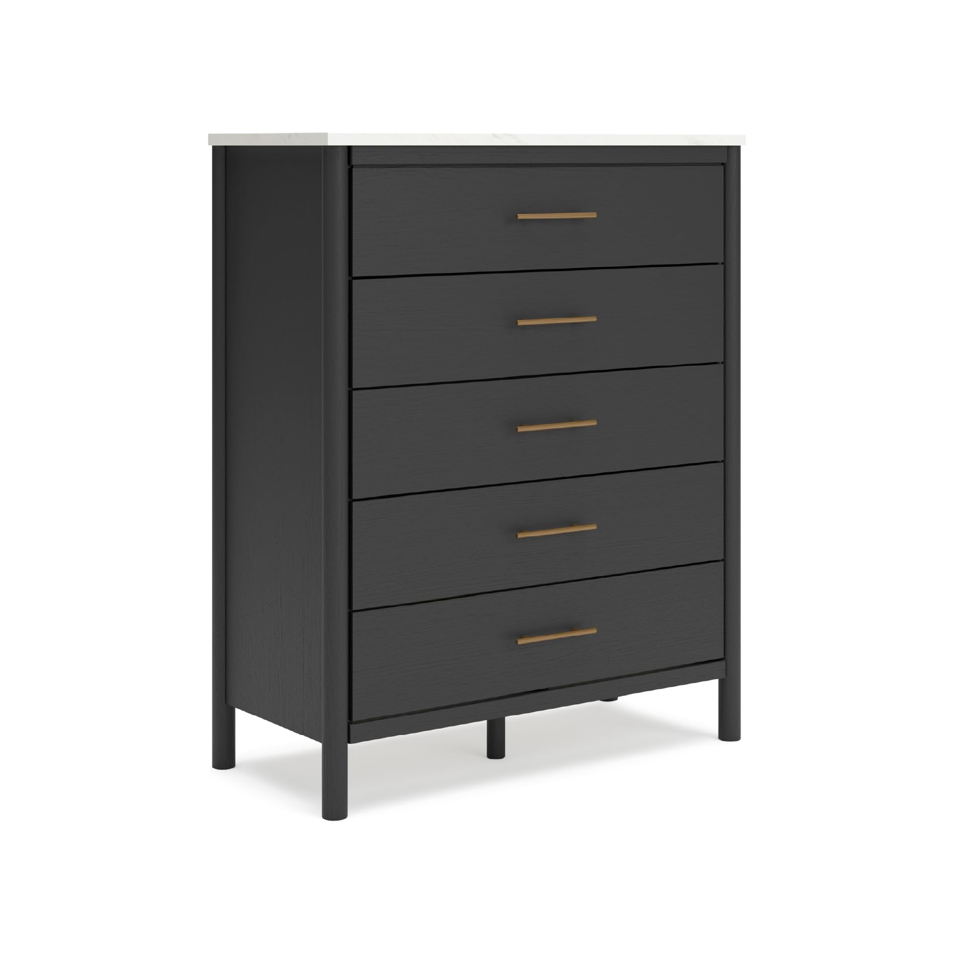Signature Design by Ashley Cadmori Bohemian 5-Drawer Chest of Drawers with Safety Stop and Post Legs, Black & White