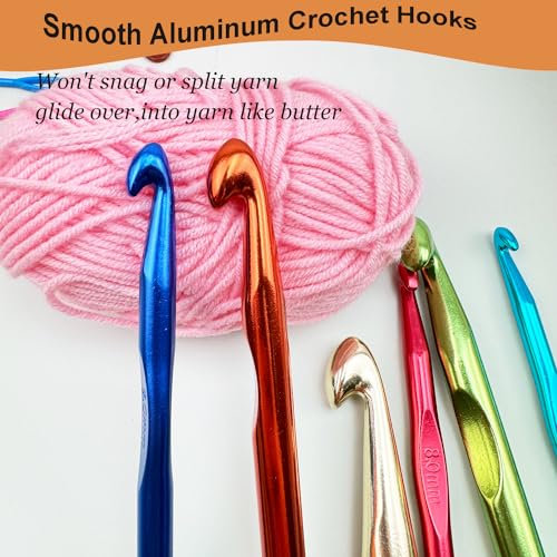 Image of Mdoker 21pcs Huge Crochet Hook Set,Large Size 15mm 12mm 10mm 9mm 8mm 7mm Aluminum Crochet Hooks with Case,Crocheting Hook Needles for Chunky Yarn,Size L M N P O Q (Aluminum)