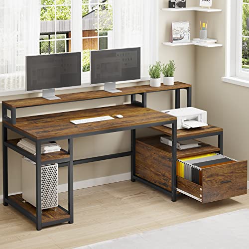 66'' Home Office Desk with Storage Features