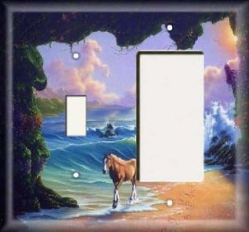 Magical Horse Decorative Combo Light Switch GFCI Outlet Cover - Single Toggle Single Decora Rocker Wall Plate