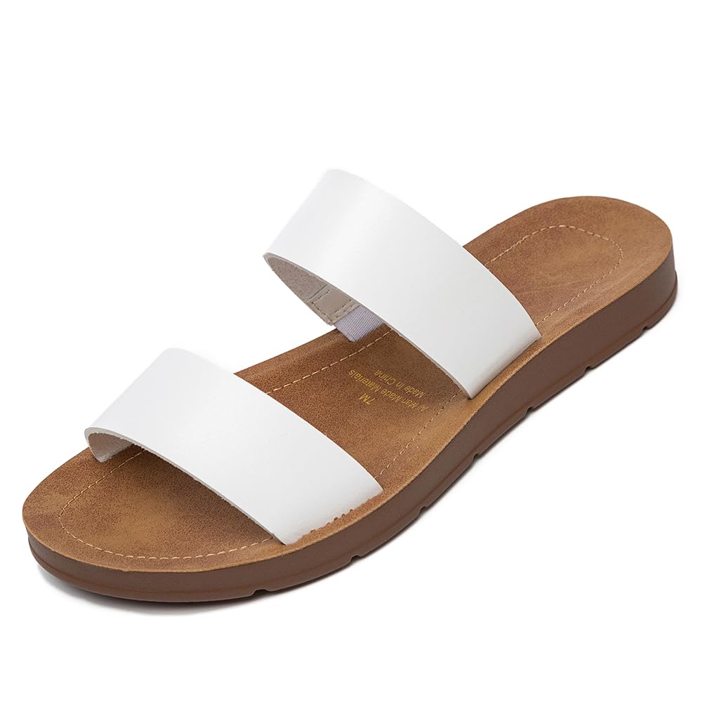 AOAOA Women Casual Open Toe Two Bands with Elastic Fashion Slide Flat Sandal