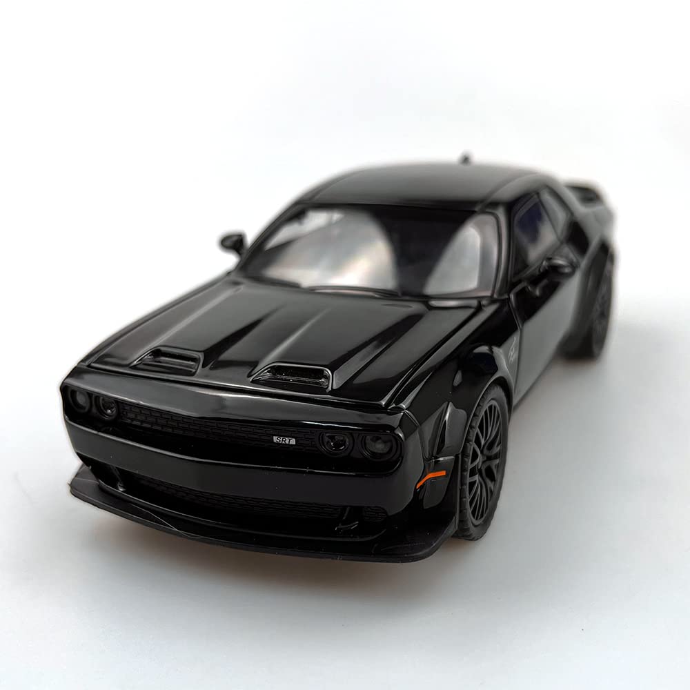1:32 Diecast Model Cars Alloy Toy car for Doodge Challenger Alloy Toy Vehicle, Pull Back Alloy Car with Lights and Music,Mini Vehicles Toys for Adult Children Gift (Black)