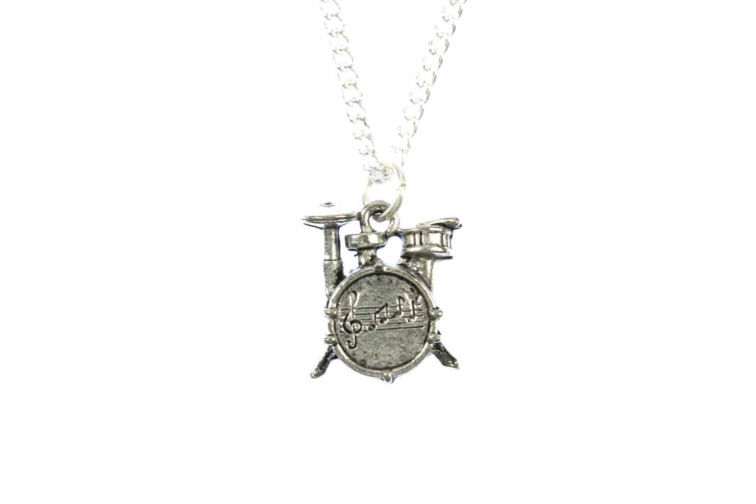 Miniblings Collana a Catena Drums 45 Centimetri Musica Argentato Banda Musicista Batterista