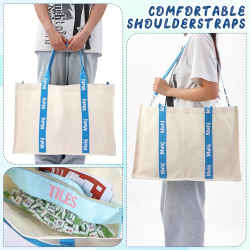 2 Bolsas Embroideradas para Mahjong Tote Canvas Grande miniatura 4