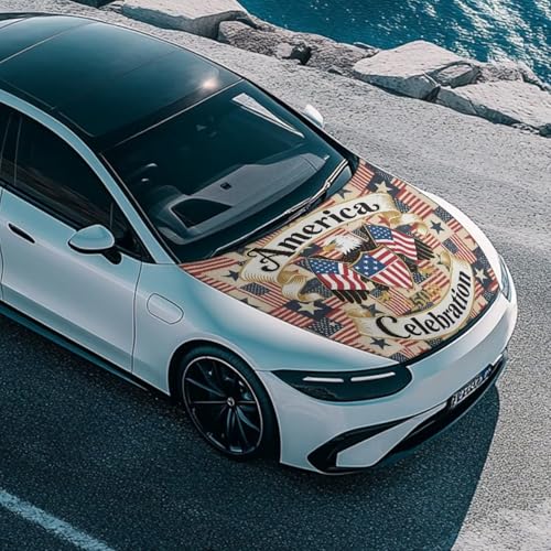 Image of American Flag Car Hood Front Hood Covers for Cars Patriotic Automotive Hood Cover UV Resistance Engine Cover Cover 250th Celebration Decorative Accessories for Women Men