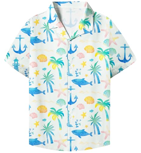 Image of SANGTREE Girls & Women's Hawaiian Shirts Button Down Short Sleeve Floral Tropical Shirt Beach Vacation Blouse Tops