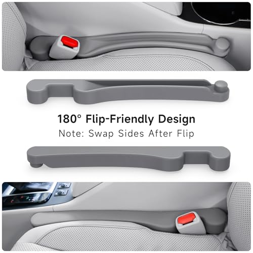 Image of Givifive Car Seat Gap Filler Set of 2, 3IN1 Seat Side Gap Filler Plug with Storage Slot & Hook Function, Soft Foam Universal Fit Car SUV Truck Fill Gap Between Seats Console Organizer(Standard Gray)