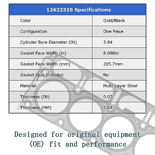 Image of MLS Cylinder Multi Layer Head Gasket 12622325 26744PT 2PCS for GM Chevrolet GMC Silverado 1500, Suburban, Tahoe, Sierra 1500, Yukon, Yukon XL 2014-2022, Gen V 5.3L L82 L83 L8B L84 OHV Engines