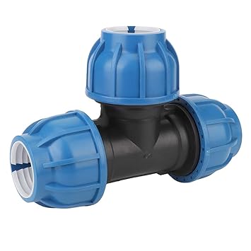 Ubersweet Tee Connector, 50mm Tee Connector Pipe Fitting PE Plastic Universal for PPR PE, PVC for Pipe Connection