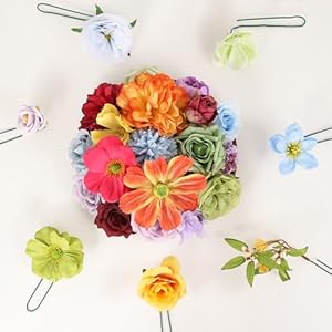 Artificial Flowers Combo Box Set Rainbow Colorful Fake Floral Arrangements Artificial Flower Bouquets Party Bridal Baby Shower Centerpieces Home Decor
