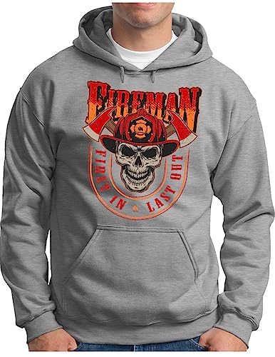 Sweat à capuche homme motif pompiers pull gris mélangé vêtement de sauvetage OM3 taille S à 4XL