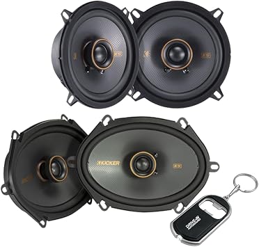 KICKER KS-Series 51KSC504 5.25" Coaxial Speakers and 51KSC6804 6x8 Coaxial Speakers - High Power Handling, Polypropylene Woofer, Tough Rubber Surrounds