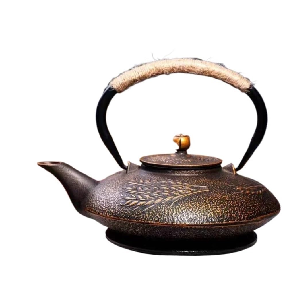 Tetera Tetera de Hierro Fundido, Tetera Tetera de Hierro Fundido for el hogar Tetera Hecha a Mano Artículos for el hogar Hervidor de Agua Utensilios de Cocina rústicos(Leaf)