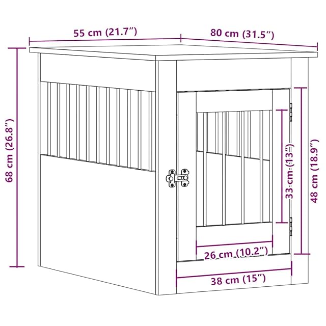Foto 3 de 8 de vidaXL Jaula para Perros Madera de ingeniería Blanco 55x80x68 cm
