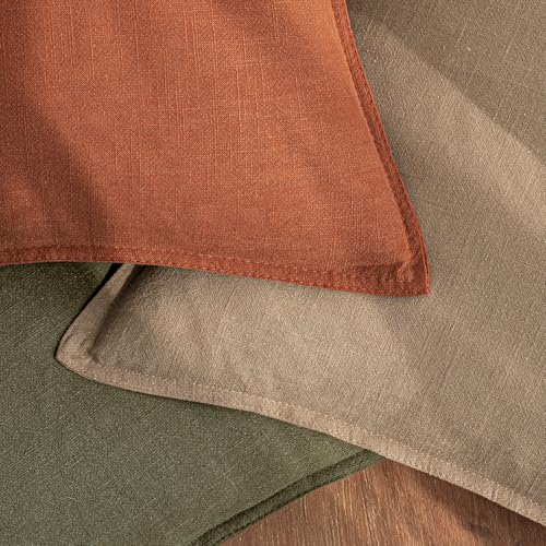 Image of 20x20 Inch Set of 2 Decorative Linen Solid Throw Pillow Covers Fall Boho Accent Farmhouse Couch Pillowcases Modern Netural Home Decor for Couch Sofa Living Room Bed,Rust