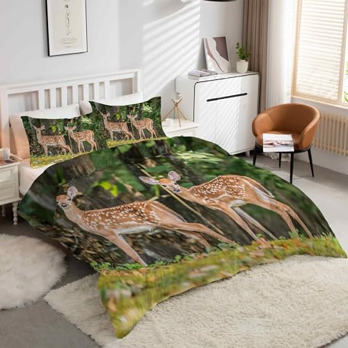 Housse de couette 200x200 cerf en microfibre douce avec fermeture éclair pratique - 2
