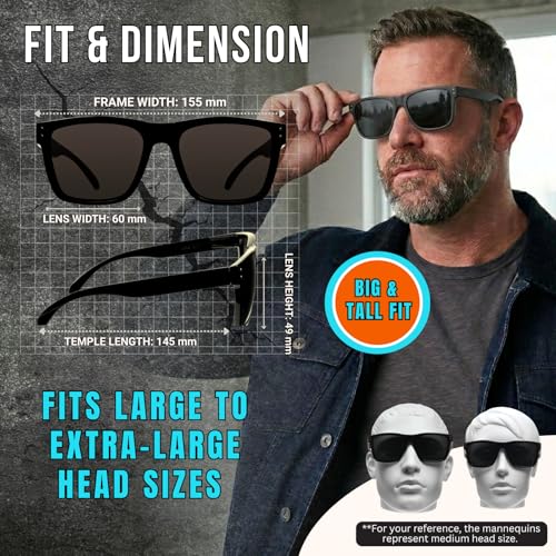 Image of proSPORT ANSI Z87.1 Safety Sunglasses for Men, Extra Large Wide Fit Safety Glasses, Outdoor Protective Eyewear for Work