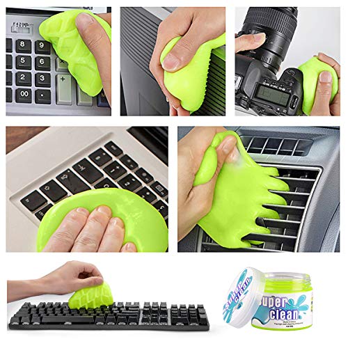 Sendida Car Cleaner Putty Detailing Brush - 2 Pack Auto Gel Interior Cleaner Putty Glue with Brushes Set for Cleaning PC Tablet Laptop Keyboards Car Vents Cleaner Slime Goop Detailer - Thumbnail 3
