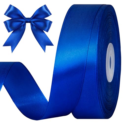 CLUEWR Royal Blue Satin Ribbon 1 Inch 50 Yards