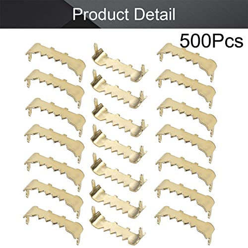 Image of MroMax 500PCS No Nail Sawtooth Picture Hangers 1.14 inch Nailess Zinc Plated for Hard and Soft Wood Frames Hanging Gold
