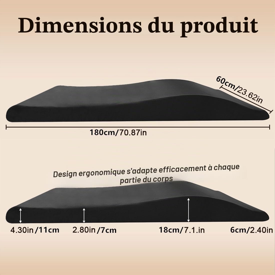 Surmatelas de Massage Wave - Ergonomique - 180 x 60 cm - avec Mousse Haute densité - pour Chaise Longue cosmétique, Massage Spa et Salon de beauté (Matelas Uniquement)