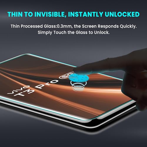 Image of FIRST MART Military Grade UV Tempered Glass For Vivo T3 Pro, Vivo T3 Ultra and T2 Pro 5G (6.78 Inch) With Edge To Edge Full Screen Coverage & Easy UV Installation Kit | Crystal Clear, Pack of 2