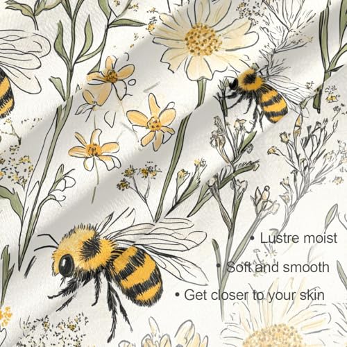 Satin Head Scarf for Women Silk Hair Scarves Bandana Neck Scarf Vintage Bee Neckerchief Square 35x353