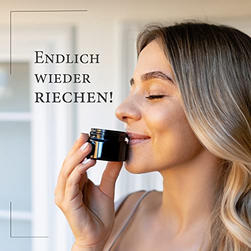 SOS Riechtraining Set mit Riechgläsern – Geruchssinn trainieren & Geruchstraining bei Geruchsverlust – mit ätherischen Ölen - Eukalyptus, Rose, Zitrone & Nelke – wieder riechen lernen
