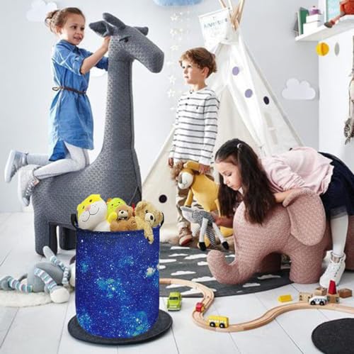 Image of Round Laundry Hamper Storage Basket Fabric Material Storage Hamper Organization Basket, Storage Bin, Gift Box with Handles for Room