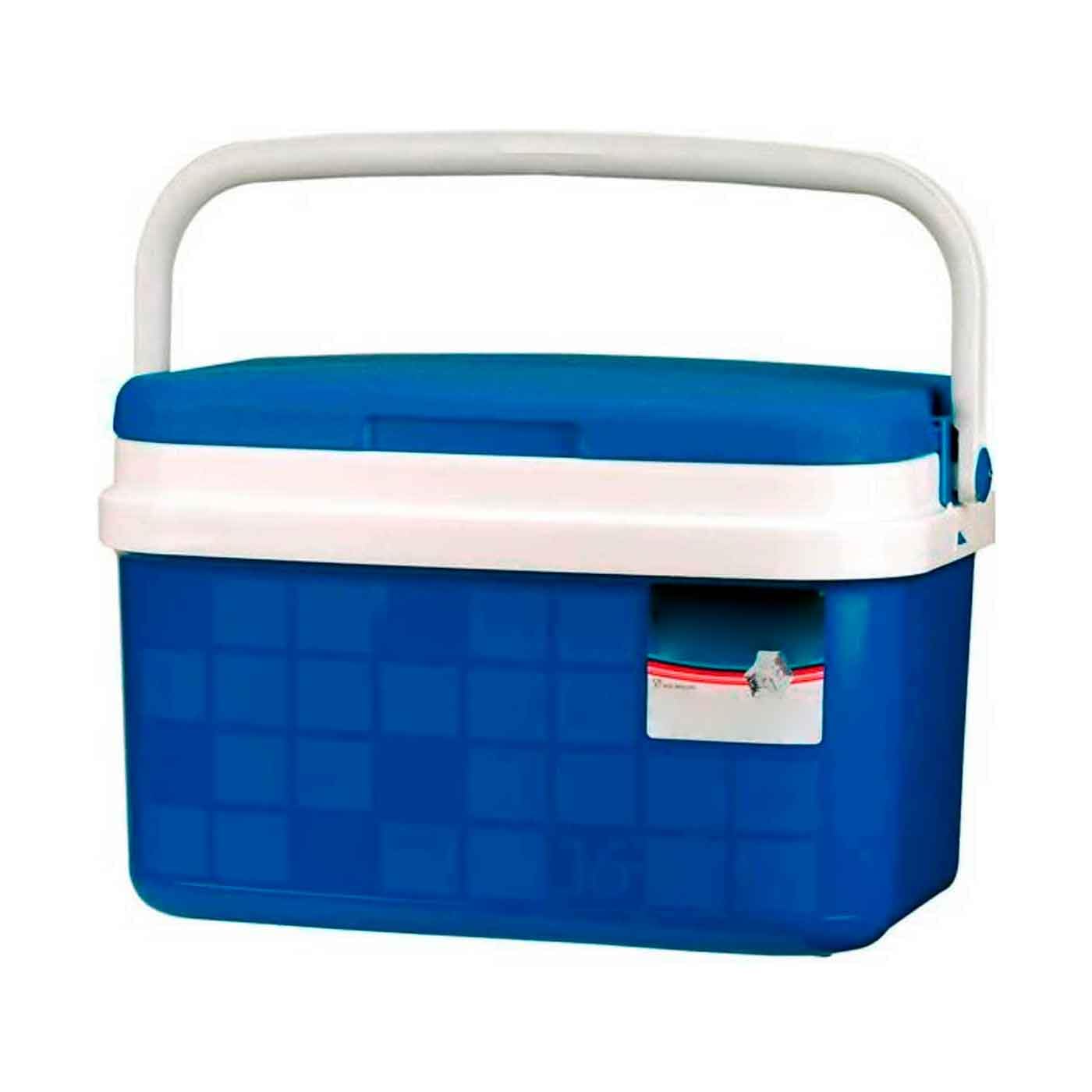 Tradineur - Nevera rígida portátil con asa, Polipropileno, Porta Alimentos y Bebidas para Playa, Acampada, Picnic, Ligera y Resistente (Azul y Blanco)…