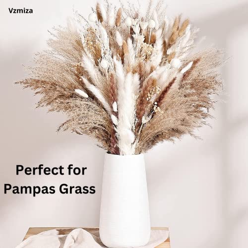 Vzmiza Premium Ceramic Vase for Pampas Grass, White, 18.2x9.3x7.2 cm - Image 4