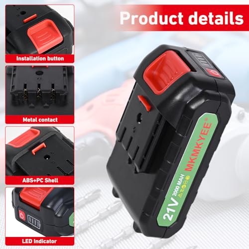 Image of 21v III Battery, 2.0 Ah Battery with Electric Quantity Display and Charger Cord Compatible for Mini Chainsaw