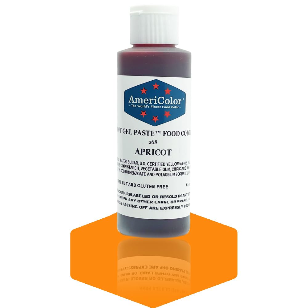 AmeriColor, Apricot, 4.5 Ounce Bottle, Soft Gel Paste Food Color