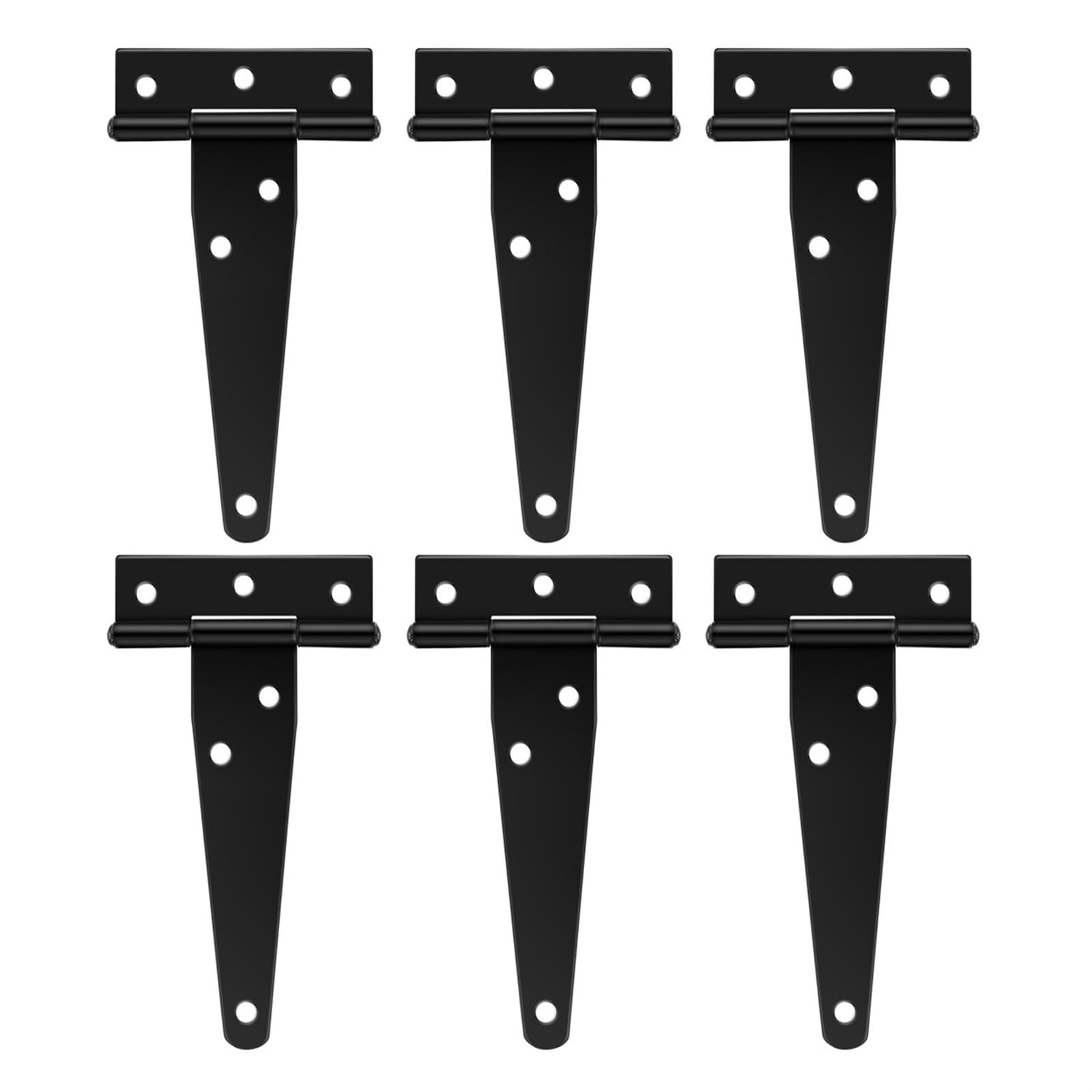 6Pcs T-Hinges, 4 Inch Iron Lightweight Shed Hinges for Cabinet Doors, Barn Door Hinges