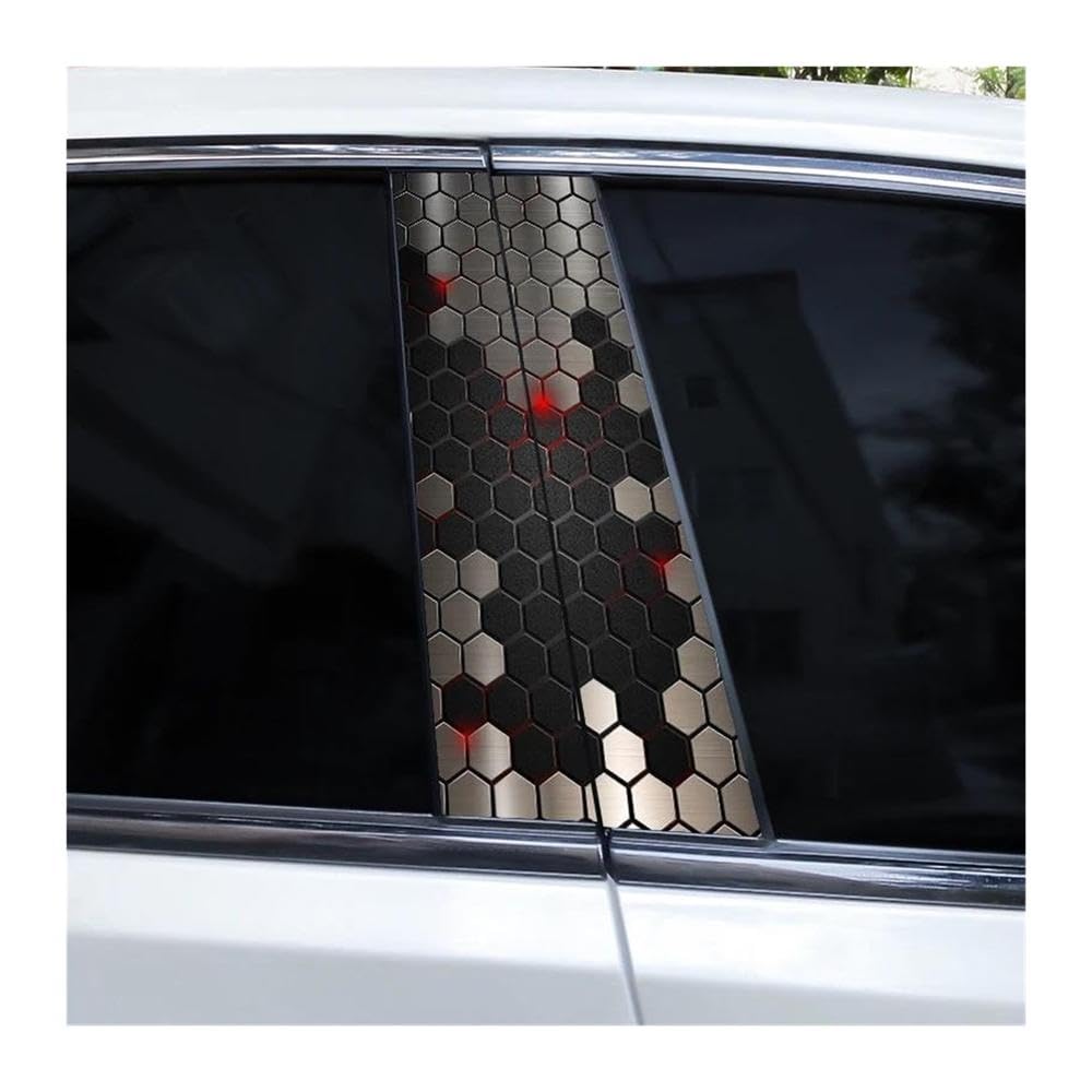 Decorative Items 2pcs Hexagon Image Stickers Car B-Pillar Vinyl Stickers DIY Car Door Pillar Stickers(L)