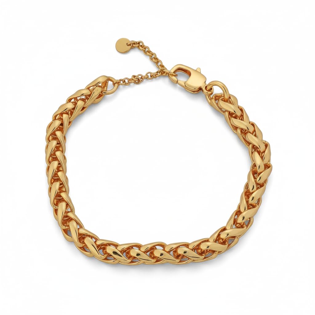 Bare By Sucra Silken Twist Chain Bracelet | 14K Real Gold Plated | Sleek Flat-Twist Design for Subtle Shine | Hypoallergenic, Water-Resistant & Non-Tarnish | Made in India | 7.5+3cm Adjustable Chain-image-29