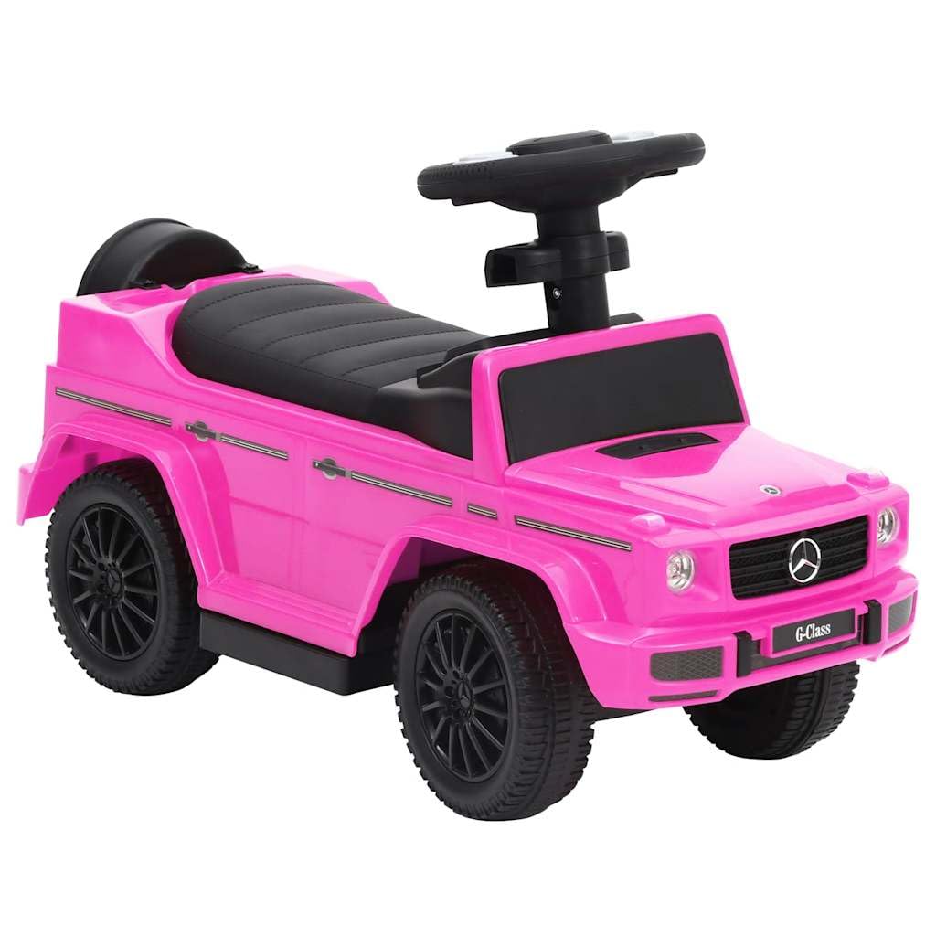 Rutschauto G63 Rosa mit Lenkrad, Sitz und Schiebebügel, Babywalker Kinderfahrzeug aus Kunststoff mit Staufach, 25 kg belastbar, für Kleinkind 12 36 Monate drinnen draußen