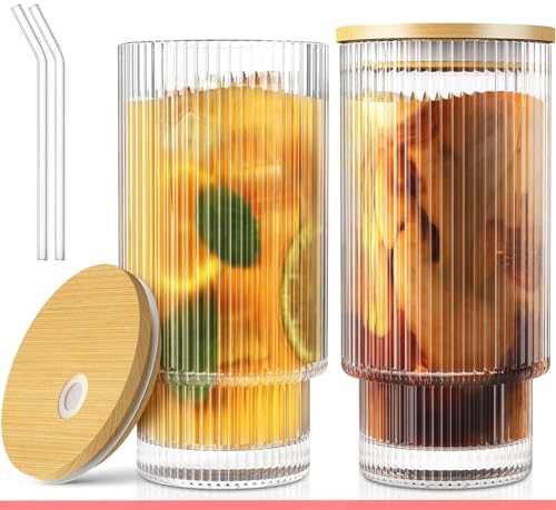 Image of Glass Mug with Bamboo Lid and Straw,for Cold Drinks, Smoothies, Coffee(Pack of 1) (Glass Coffee Mug with Straw)