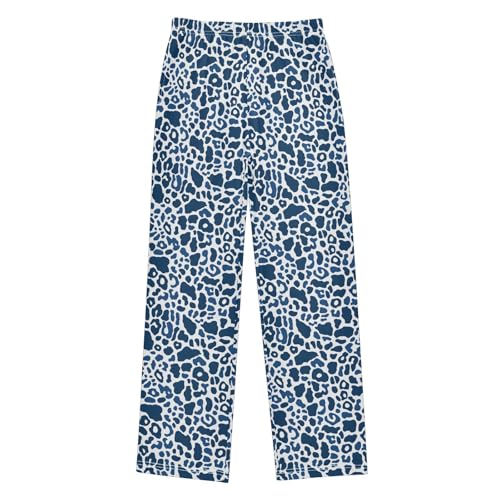 Pajama Pants Blue Leopard PJ Bottoms Sleepwear Lounge Sleep Pant with Pockets