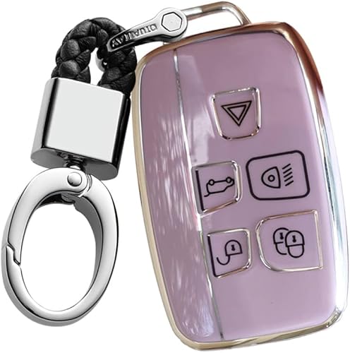 SANRILY Funda para llavero de TPU suave con borde plateado para Land Range Rover Discovery Sport y Jaguar XF F Pace Accesorios para llaves sin llave