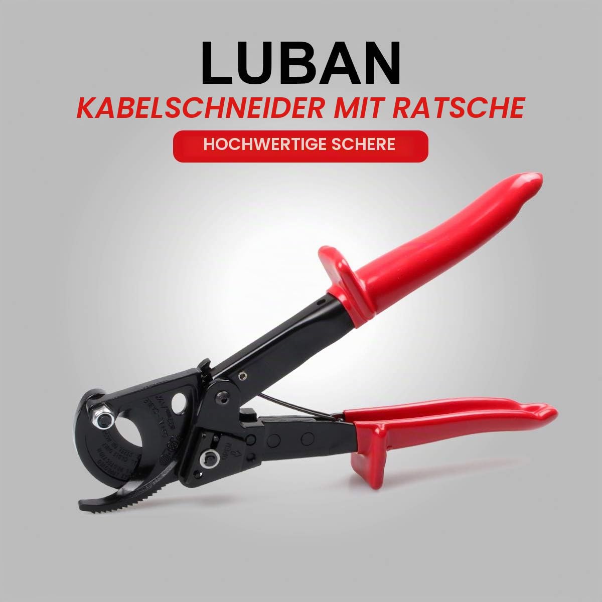 LUBAN Ratschenkabelschneider HS-325A, Kabelschneider zum Schneiden von Kupfer- und Aluminiumkabel bis zu 240 mm², Handwerkzeug mit Ratschenprinzip, Drahtkabelschneider, Ratschenschneider