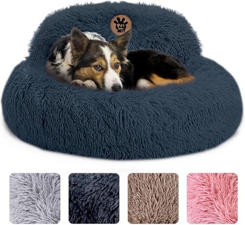 PetJett Calming Dog Bed Medium Size Dog - 30'' Donut Bed, Anti-Sl...