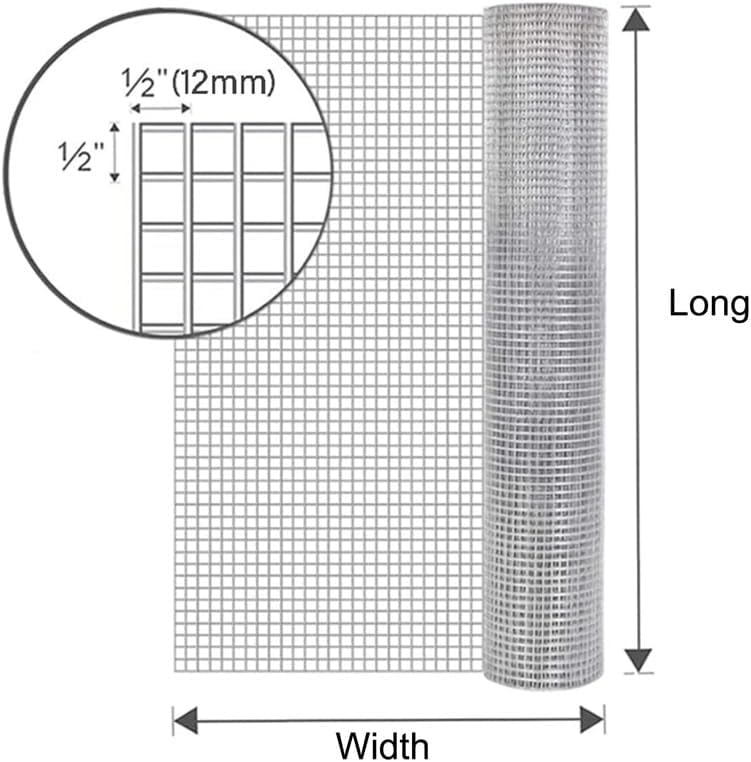 Hardware Cloth, 1/2 in Chicken Wire Fence, 304 Stainless Wire Mesh, Heavy Duty Wire Fencing, Garden Welded Chicken Coop, Fence Mesh Rollass Mesh Roll(1mx3m(39inx9.8ft))