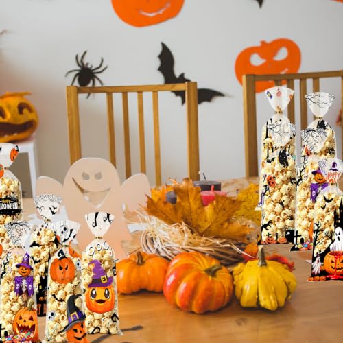 BBSTARING 120 Pcs Halloween Candy Bags, Halloween Party Favor Bag, Halloween Cellophane Treat Plastic Favors Gift Bag, Halloween Party Decoration Bags, Food Grade Goodie Bags for Trick or Treat - image 6