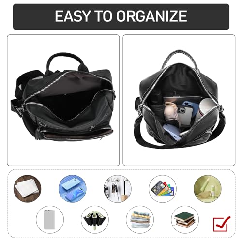 Shengxi Rucksack tasche 2 in 1 damen, Soft Leder handtasche Rucksack für Damen, Damen Freizeit multifunktional rucksack mittelgroß für den täglichen Gebrauch auf Reisen, Arbeit und Schule, schwarz